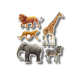 African savanna stickers with vibrant colors for grassland species identification
