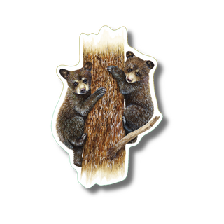 American black bear cubs stickers highlighting young mammal species with permanent clear adhesive