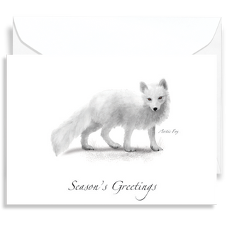 Arctic fox greeting card capturing this cold-climate species, blank inside and perfect for gifting