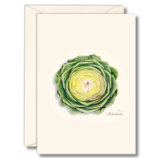 Artichoke greeting card inspired by garden harvests, blank inside and eco-conscious