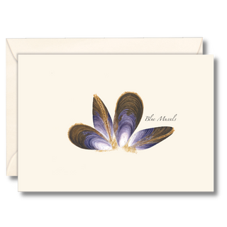 Blue mussels notecard inspired by coastal life, illustrated with natural detail