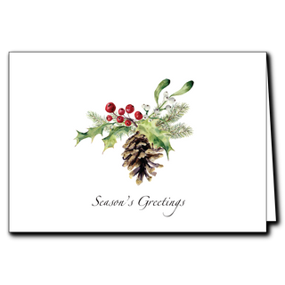 Christmas pine cone greeting card inspired by seasonal greenery and winter traditions