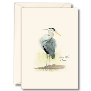 Great blue heron notecard showcasing a graceful wetland bird