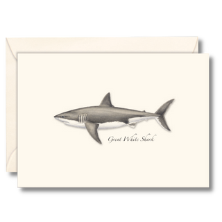 Great white shark notecard featuring an iconic ocean predator, illustrated by experts