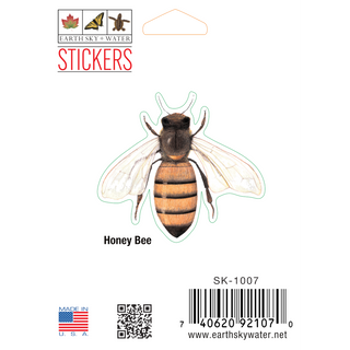 Honey bee stickers with permanent clear adhesive showing a pollinator species