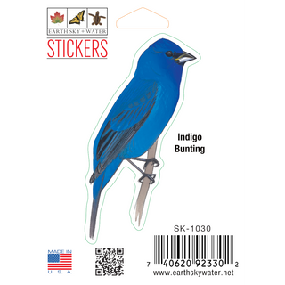 Indigo bunting stickers made in the USA highlighting a migratory songbird