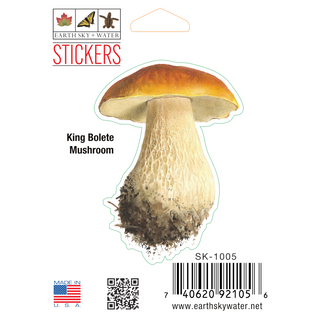 King bolete stickers on water-resistant vinyl featuring an edible mushroom species