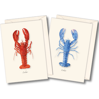 Lobster assortment notecards inspired by coastal waters, packaged in a recyclable box