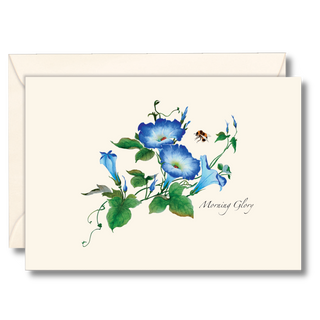 Morning glories notecard inspired by climbing garden flowers, made in the USA