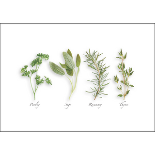 Herb greeting card inspired by classic garden flavors, blank inside