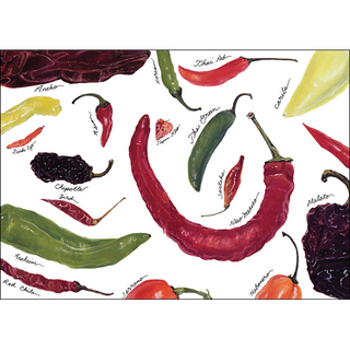 Peppers greeting card inspired by colorful garden harvests, printed on recycled paper in the USA