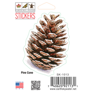 Pine cone stickers on durable vinyl featuring a conifer seed structure
