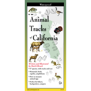 Compact pocket field guide with easy-to-read illustrations of animal tracks found throughout California.