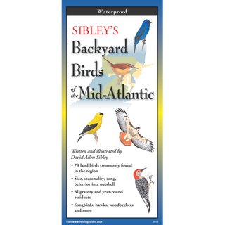 Durable waterproof field guide featuring backyard birds of the Mid-Atlantic region.