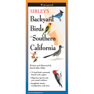 Compact folding guide highlighting backyard bird species of Southern California.