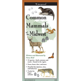 Waterproof laminated guide highlighting common land mammals found throughout the Midwest.