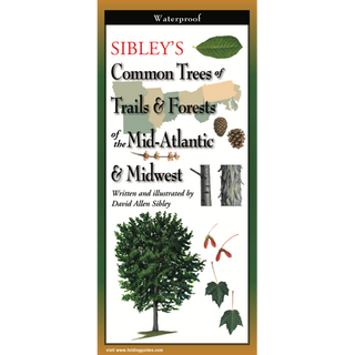 Pocket-sized waterproof guide showcasing trees found along trails and forests of the Mid-Atlantic and Midwest.