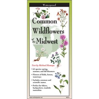 Durable laminated field guide with detailed illustrations of Midwest wildflower species.