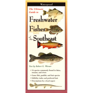 Portable folding guide with detailed illustrations of freshwater fishes across the Southeast.