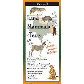 Adventure-ready folding guide featuring land mammals of Texas, Louisiana, Arkansas, and Oklahoma.