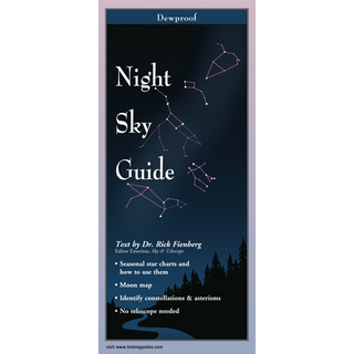 Adventure-ready folding guide featuring constellations and celestial highlights for night sky observation.