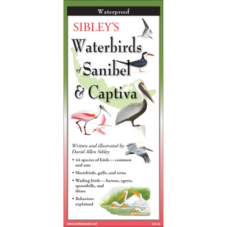 Compact waterproof guide featuring illustrated waterbirds of Sanibel and Captiva.