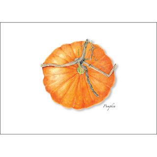 Pumpkin greeting card with cozy seasonal appeal, blank inside and easy to send