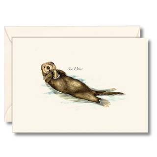 Sea otter notecard celebrating playful marine wildlife, printed on recycled paper