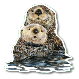 Sea otter stickers made in the USA highlighting a coastal marine mammal