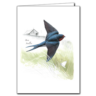 Barn swallow greeting card highlighting graceful flight, made in the USA on recyclable paper