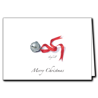 Sleigh bell greeting card evoking winter traditions and classic holiday sounds