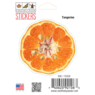 Tangerine stickers made in the USA highlighting a citrus fruit species