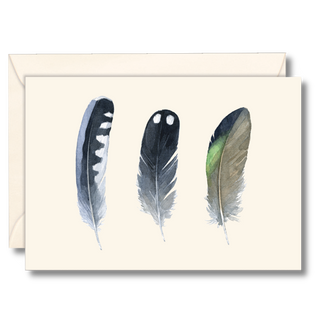 Waterbird feathers notecard focusing on texture and form, printed on recycled paper
